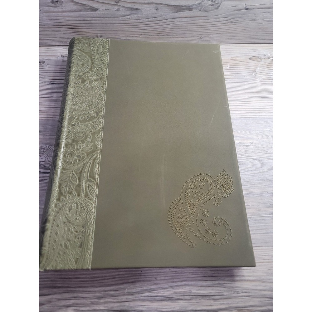 Vintage photo Album. Sage green embossed Paisley bound New old stock. album 13x6